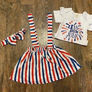 4th Of July 3 pc Outfit Girls 3-6 Months NWT